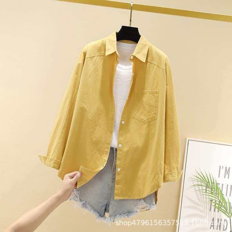 Korean Cotton Loose Long Sleeve Shirt