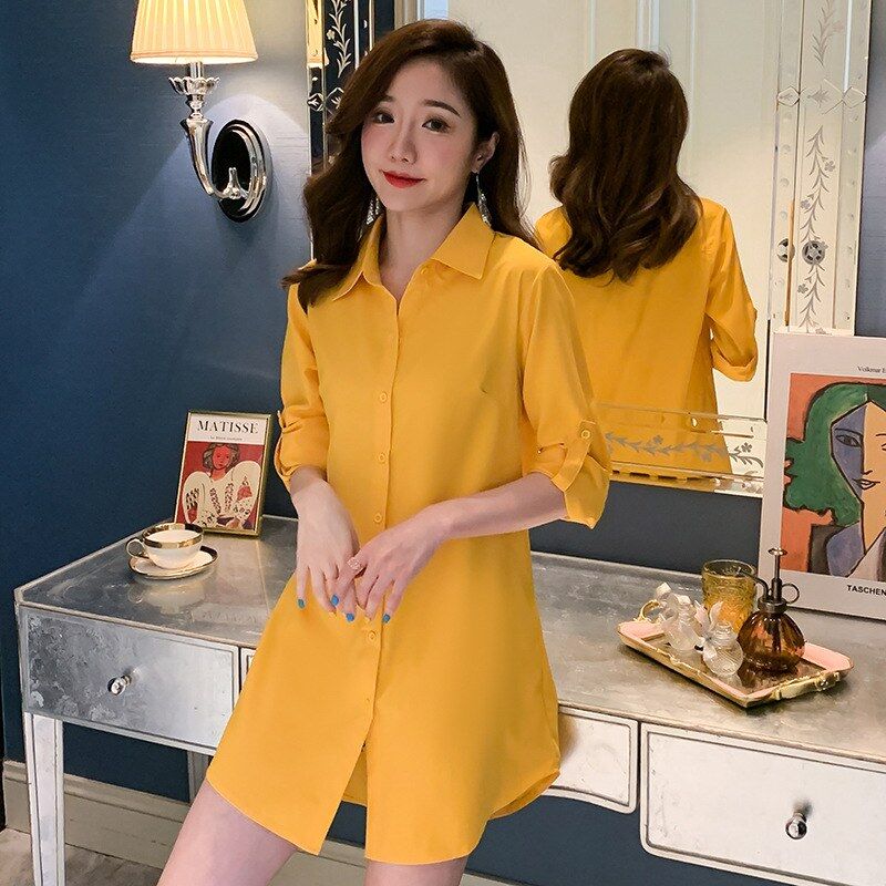 Striped long sleeve shirt dress in multiple colors