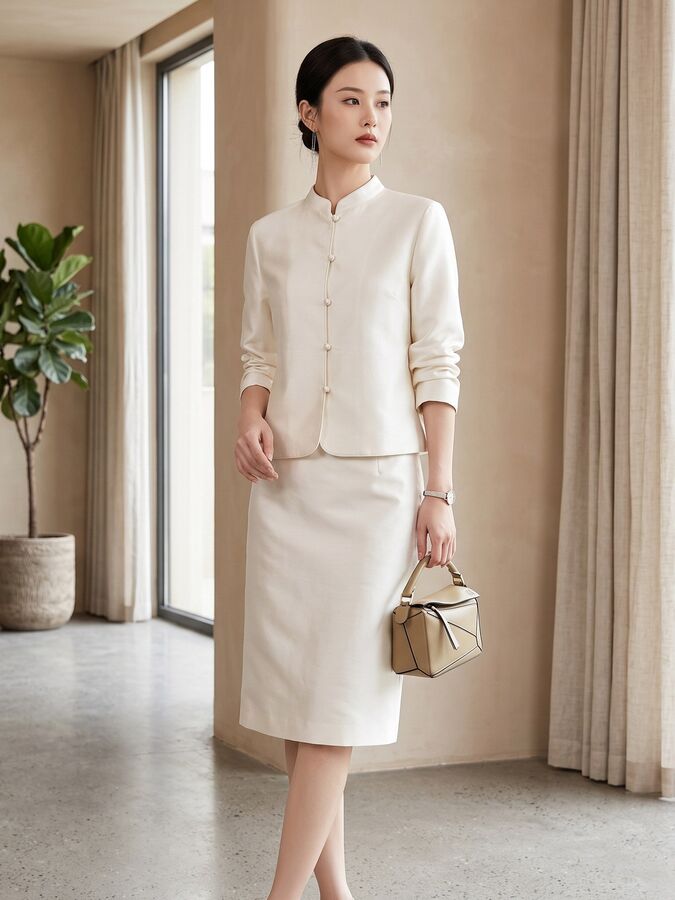 Solid Silk Long Sleeve Jacket