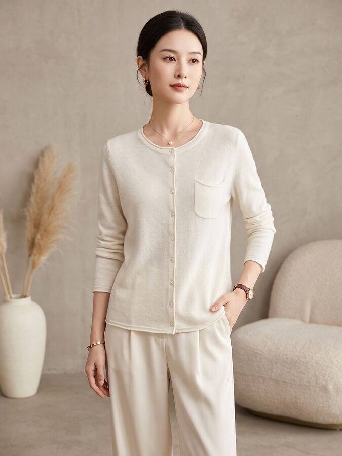 Solid Knit Long Sleeve Sweater