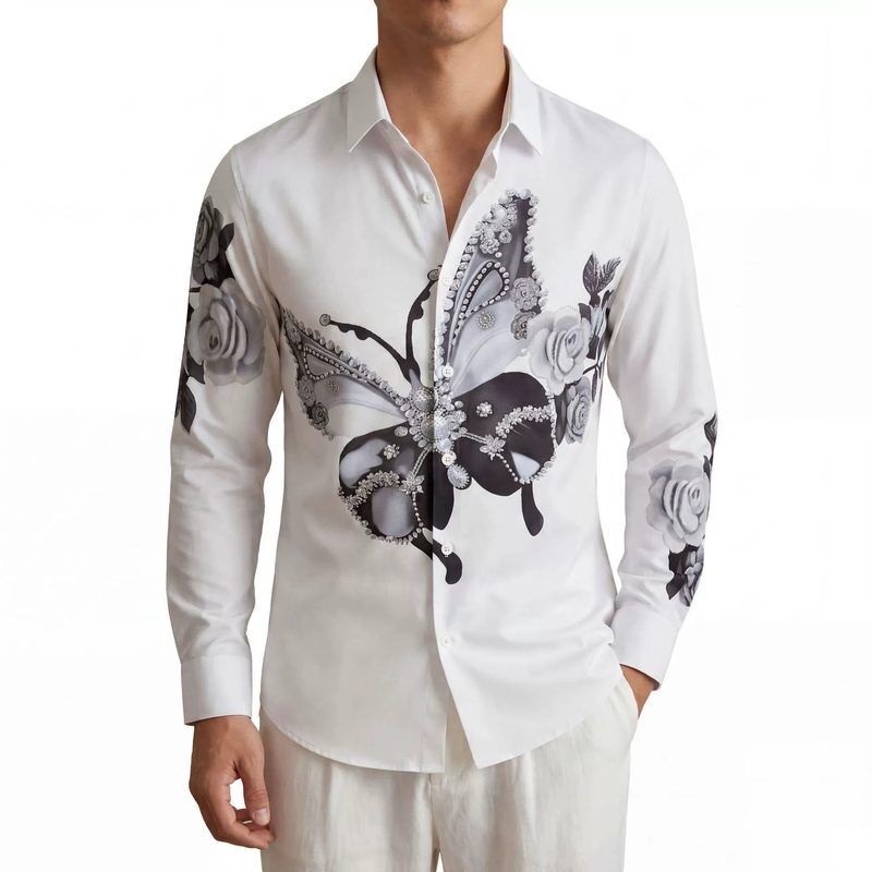 Rhinestone men shirt AC-RS-007 polyester wholesale from China